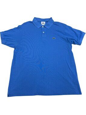 Lacoste Men's Blue SS Polo Shirt 100% Cotton Classic Fit Iconic Logo, Size 6